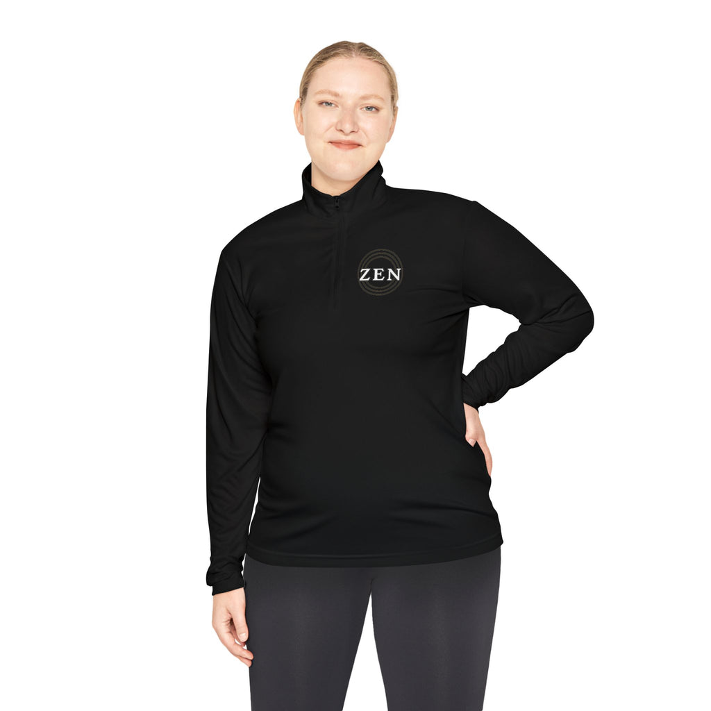 Quarter-Zip Pullover with Small Minimalist Logo — Lightweight White Zip Sweatshirt