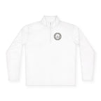 Quarter-Zip Pullover with Small Minimalist Logo — Lightweight White Zip Sweatshirt