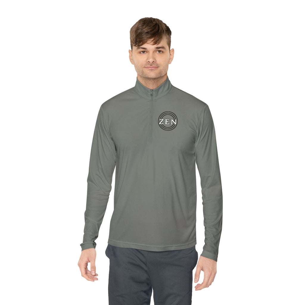 Quarter-Zip Pullover with Small Minimalist Logo — Lightweight White Zip Sweatshirt