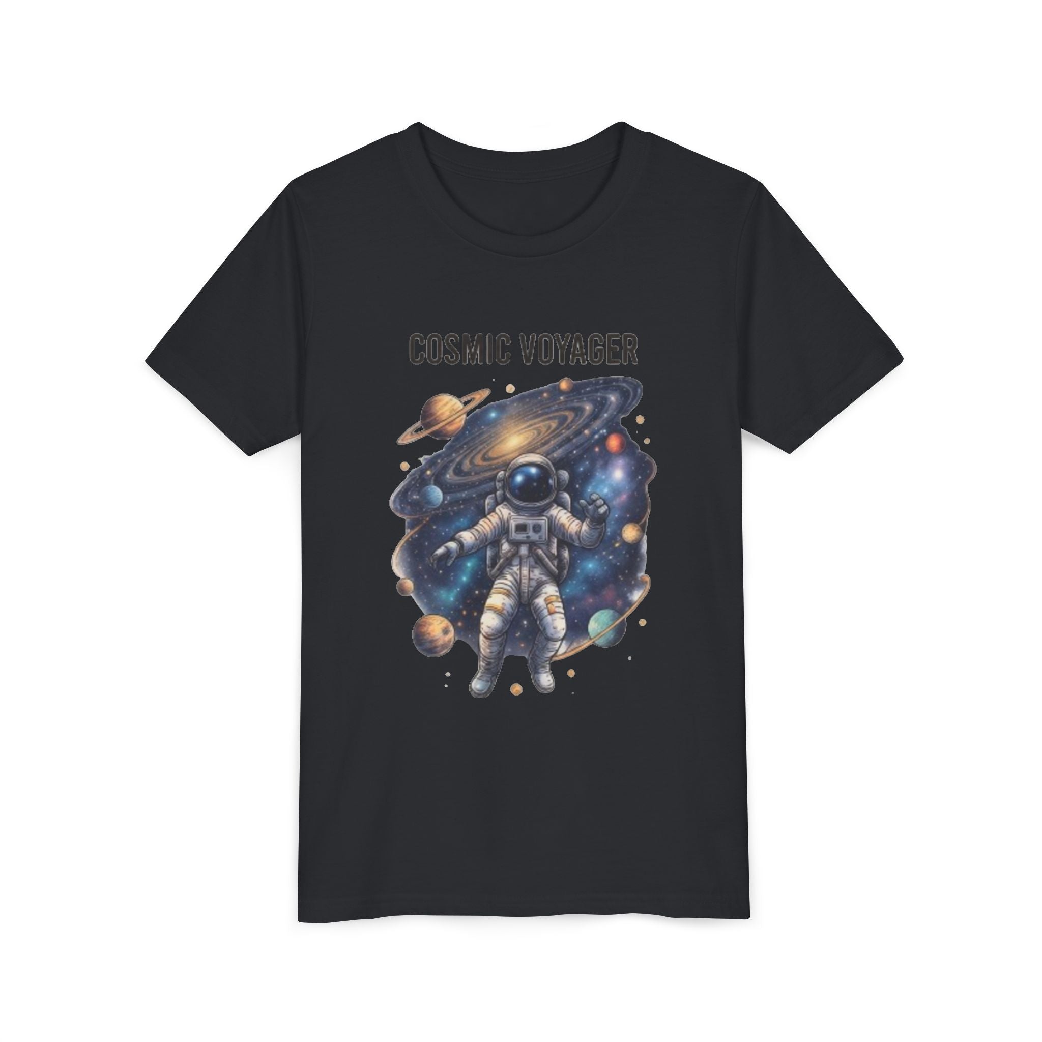 Cosmic Voyager Youth Tee — Astronaut Space Graphic Shirt for Kids