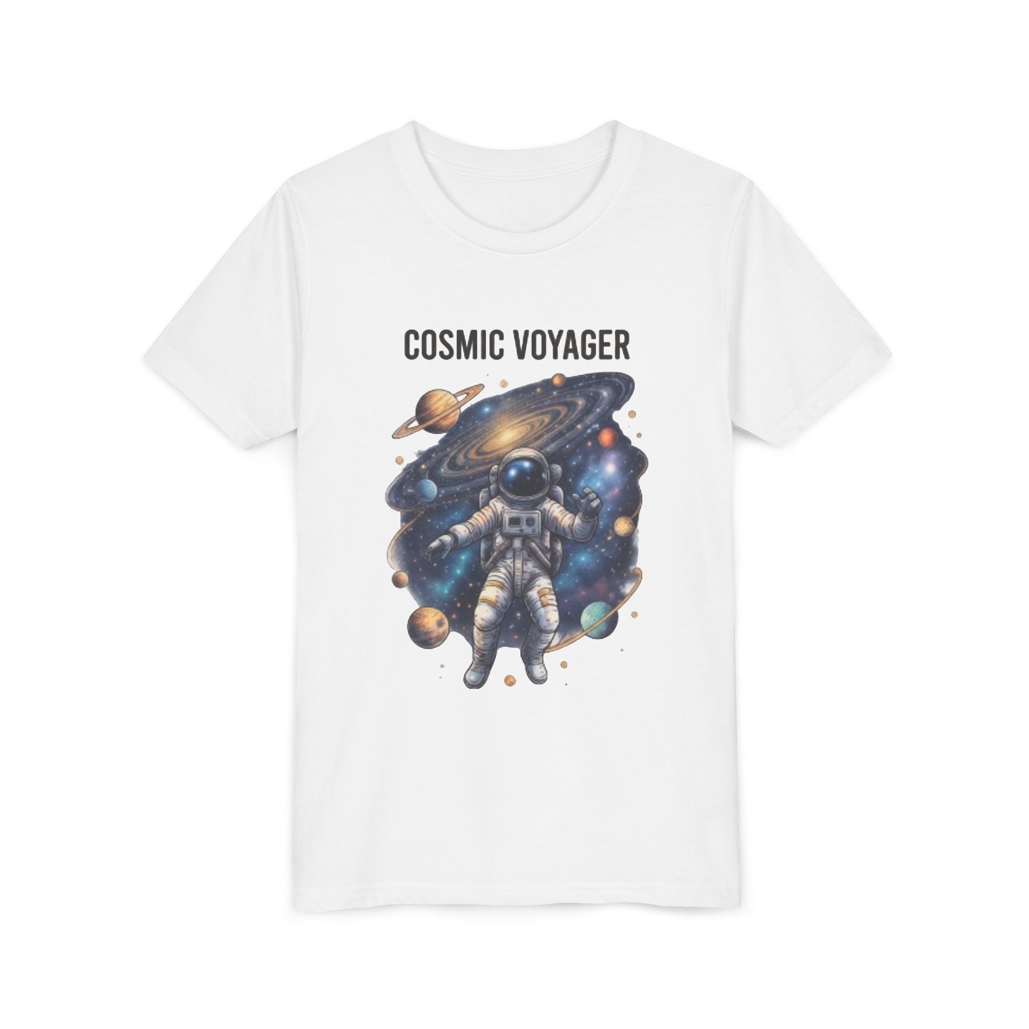 Cosmic Voyager Youth Tee — Astronaut Space Graphic Shirt for Kids