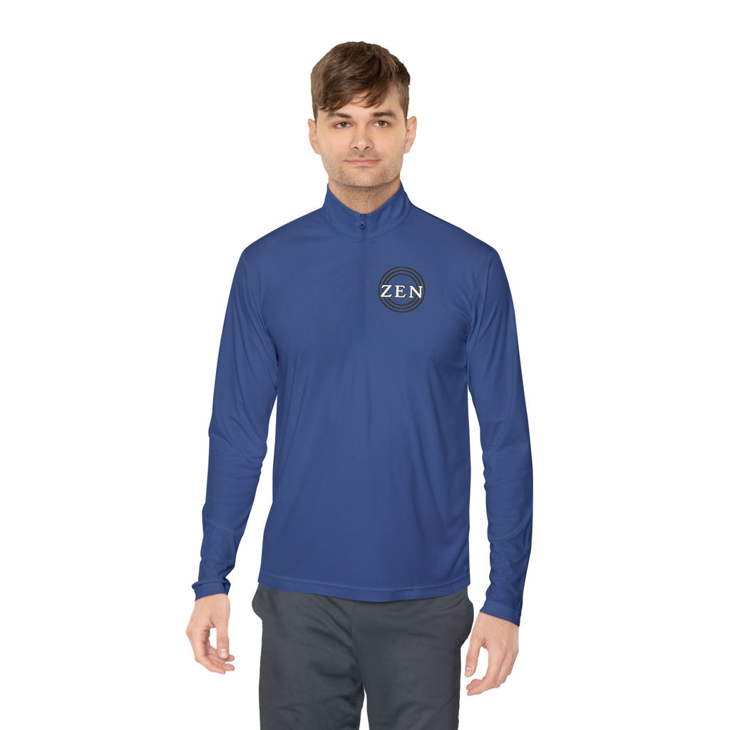 Quarter-Zip Pullover with Small Minimalist Logo — Lightweight White Zip Sweatshirt