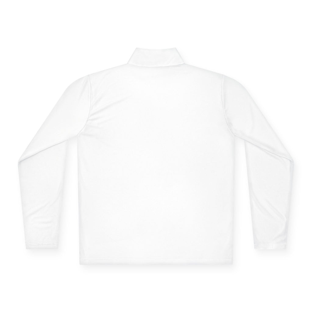 Quarter-Zip Pullover with Small Minimalist Logo — Lightweight White Zip Sweatshirt