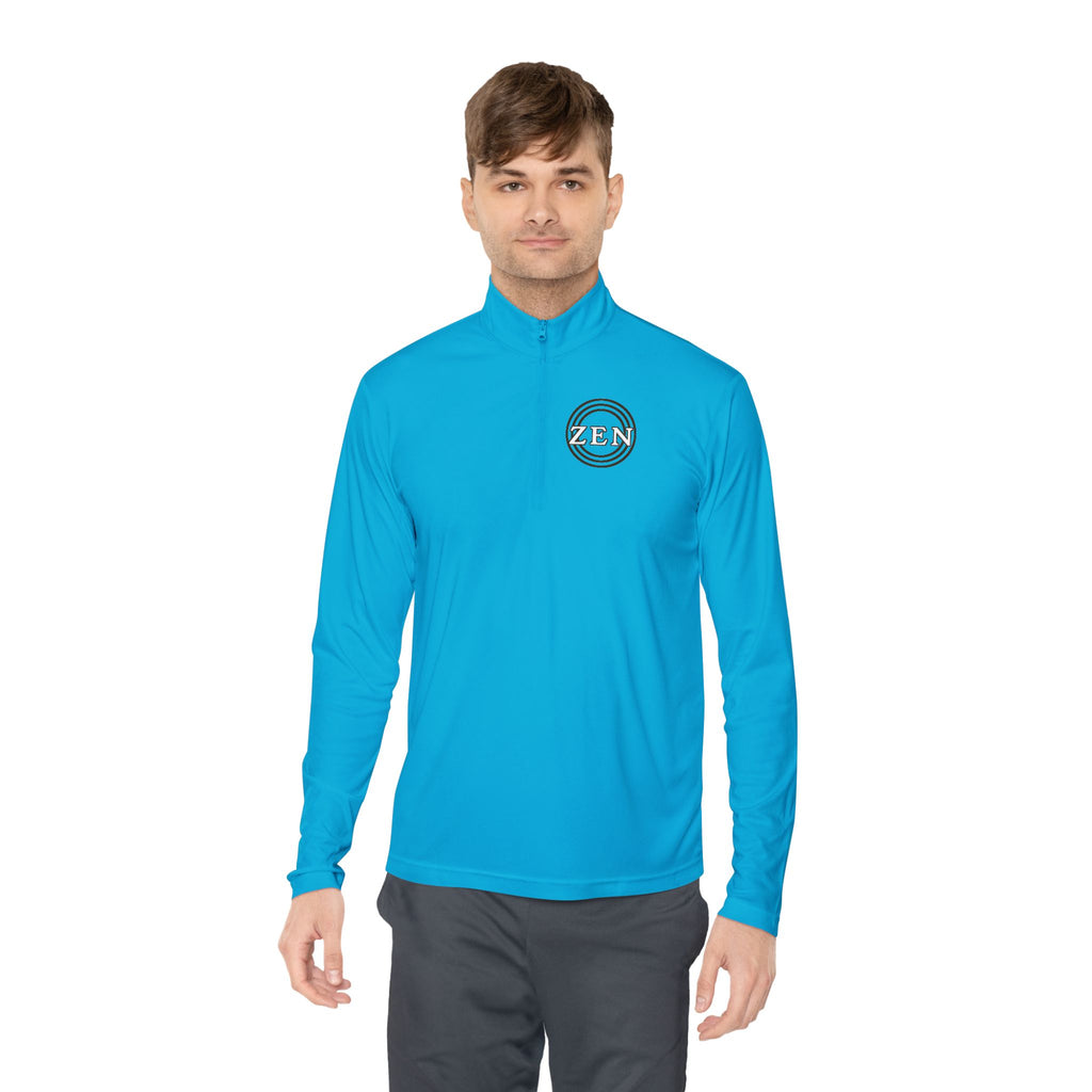 Quarter-Zip Pullover with Small Minimalist Logo — Lightweight White Zip Sweatshirt