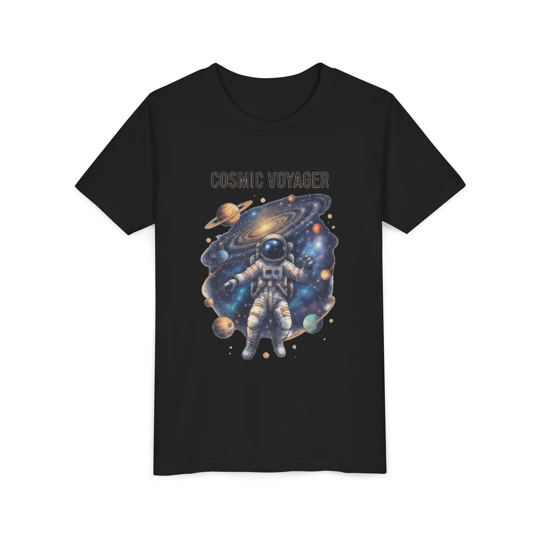 Cosmic Voyager Youth Tee — Astronaut Space Graphic Shirt for Kids