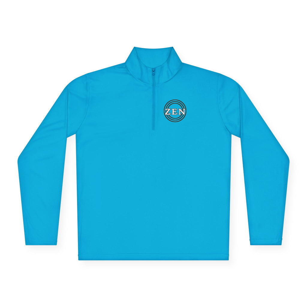 Quarter-Zip Pullover with Small Minimalist Logo — Lightweight White Zip Sweatshirt