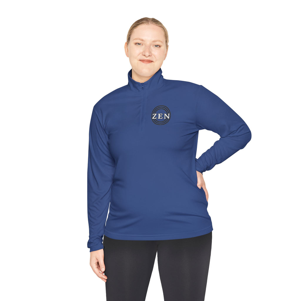 Quarter-Zip Pullover with Small Minimalist Logo — Lightweight White Zip Sweatshirt