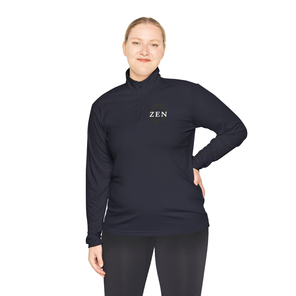 Quarter-Zip Pullover with Small Minimalist Logo — Lightweight White Zip Sweatshirt