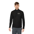 Quarter-Zip Pullover with Small Minimalist Logo — Lightweight White Zip Sweatshirt