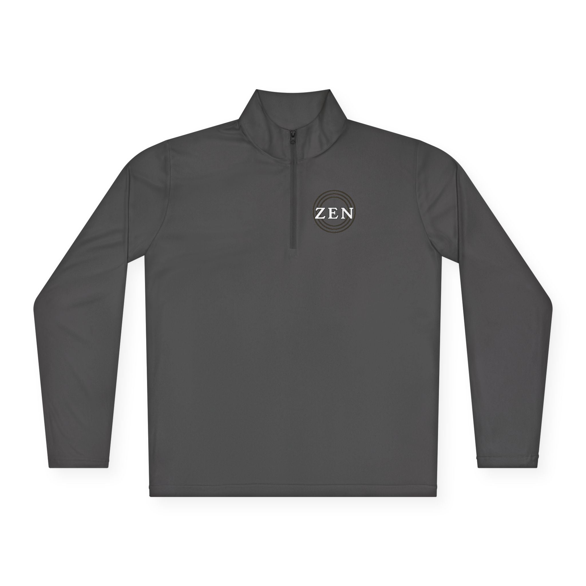 Quarter-Zip Pullover with Small Minimalist Logo — Lightweight White Zip Sweatshirt