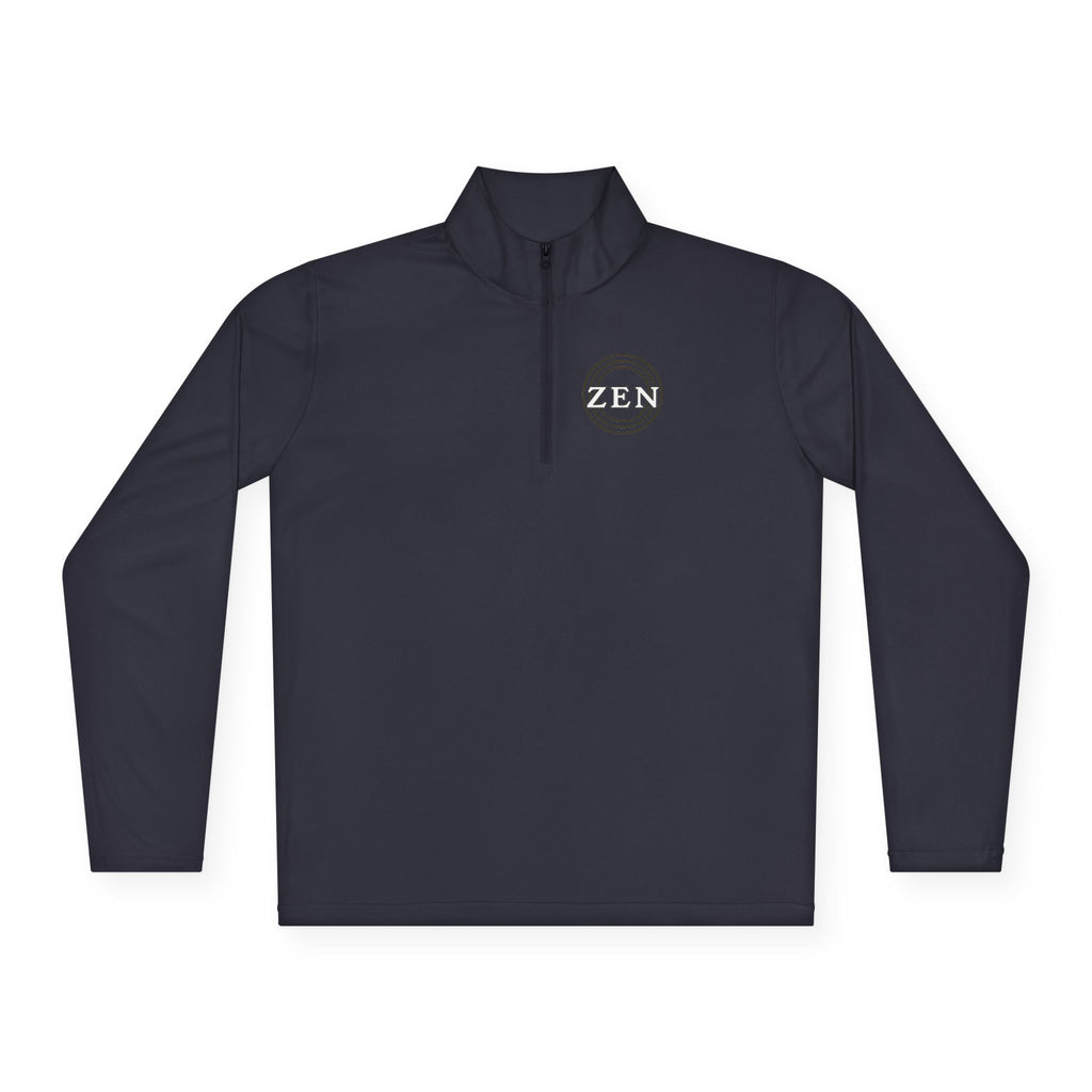 Quarter-Zip Pullover with Small Minimalist Logo — Lightweight White Zip Sweatshirt