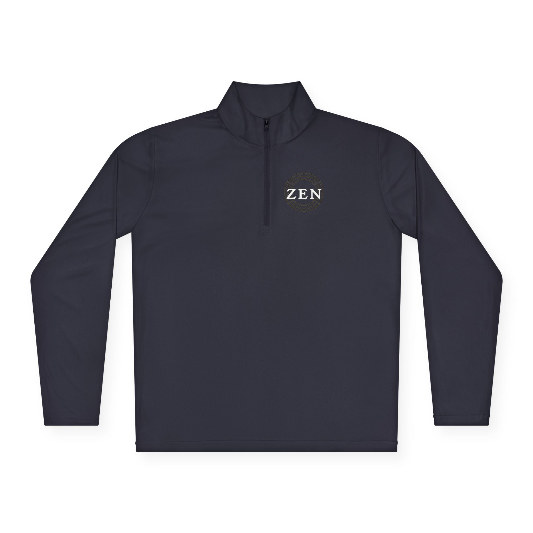 Quarter-Zip Pullover with Small Minimalist Logo — Lightweight White Zip Sweatshirt
