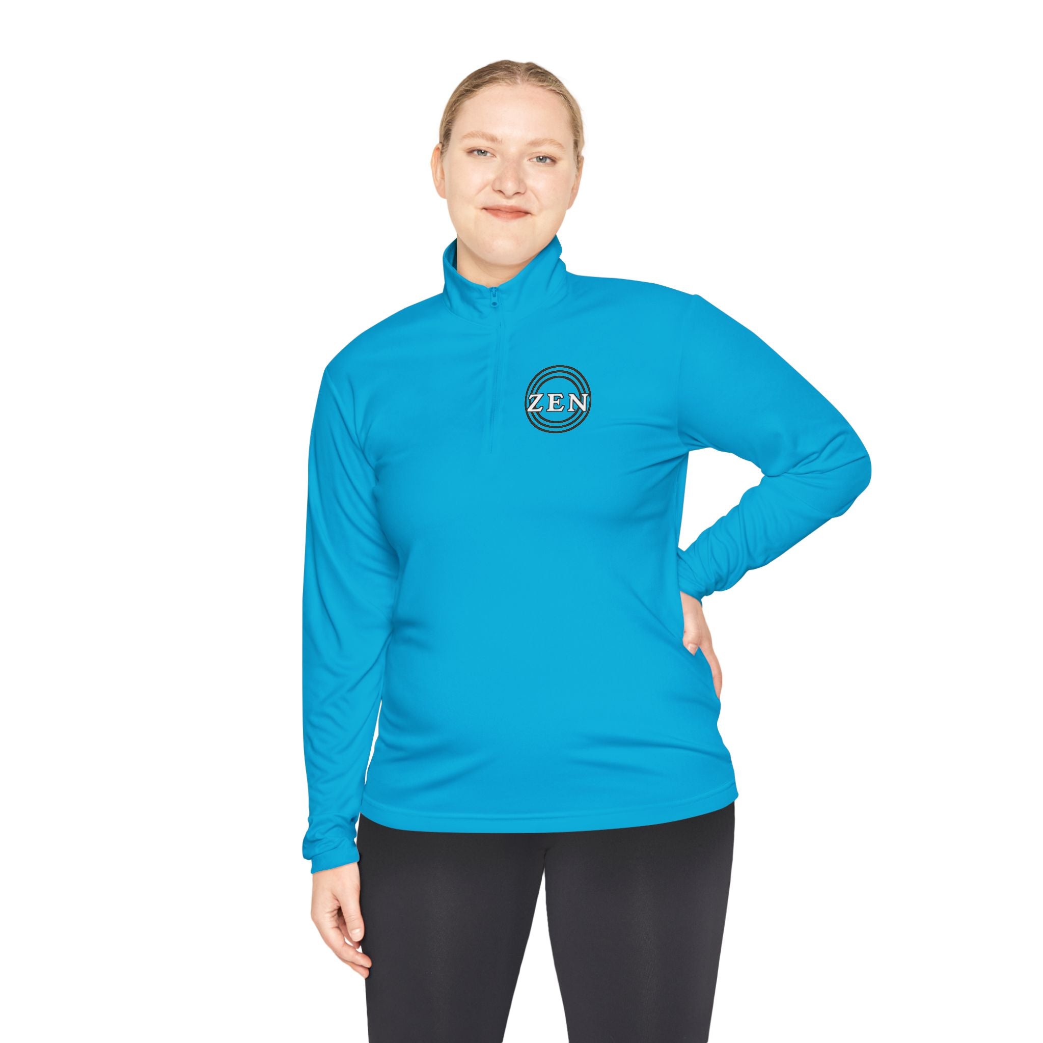 Quarter-Zip Pullover with Small Minimalist Logo — Lightweight White Zip Sweatshirt