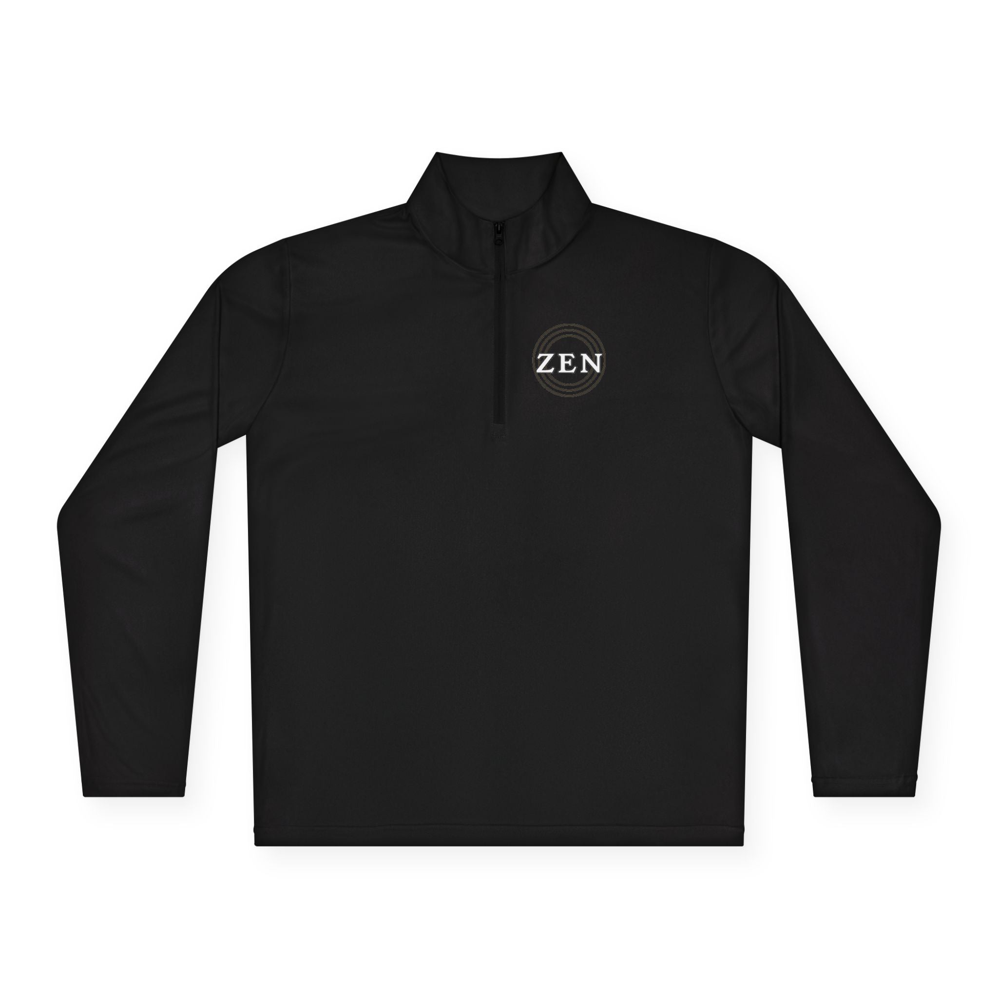 Quarter-Zip Pullover with Small Minimalist Logo — Lightweight White Zip Sweatshirt