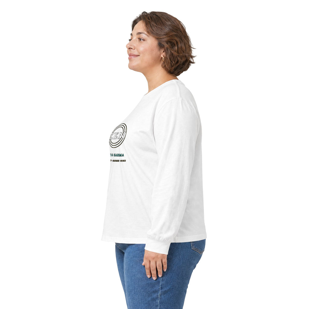 Zen Circle Long Sleeve Tee — Minimalist 'ZEN' Symbol Cotton Shirt