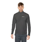Quarter-Zip Pullover with Small Minimalist Logo — Lightweight White Zip Sweatshirt
