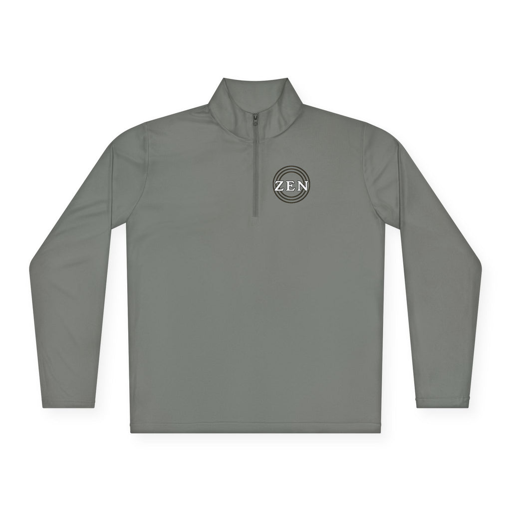 Quarter-Zip Pullover with Small Minimalist Logo — Lightweight White Zip Sweatshirt