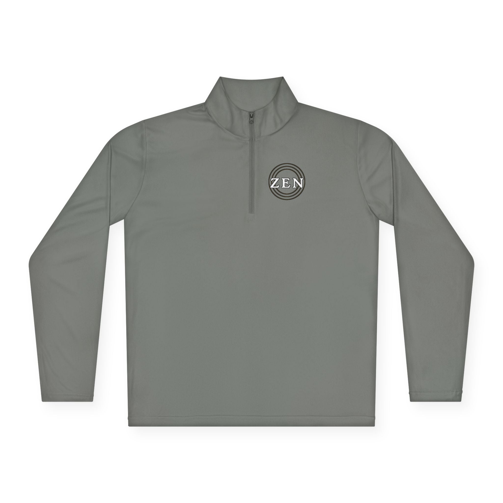 Quarter-Zip Pullover with Small Minimalist Logo — Lightweight White Zip Sweatshirt