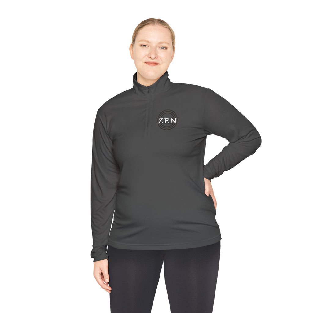 Quarter-Zip Pullover with Small Minimalist Logo — Lightweight White Zip Sweatshirt