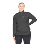 Quarter-Zip Pullover with Small Minimalist Logo — Lightweight White Zip Sweatshirt