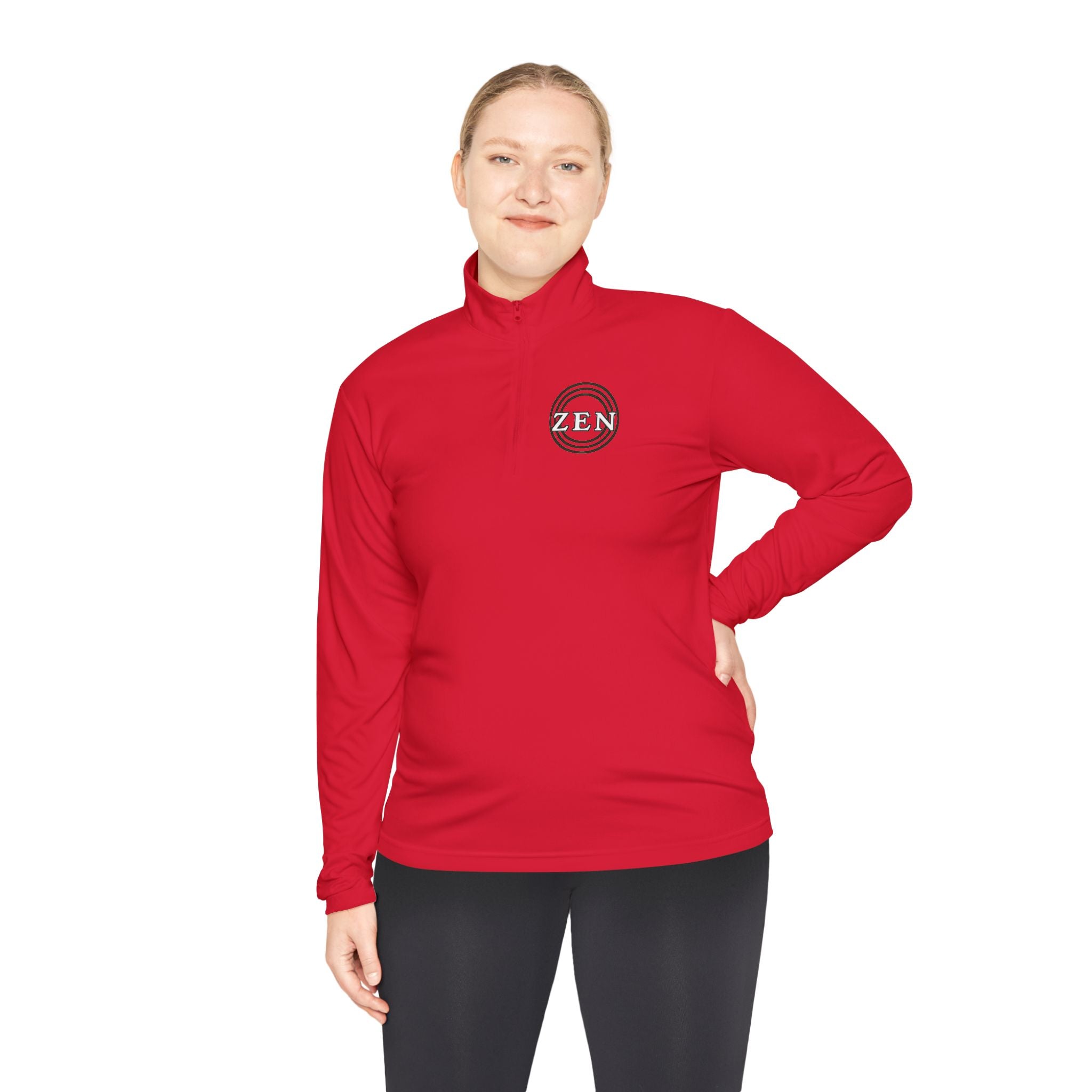Quarter-Zip Pullover with Small Minimalist Logo — Lightweight White Zip Sweatshirt