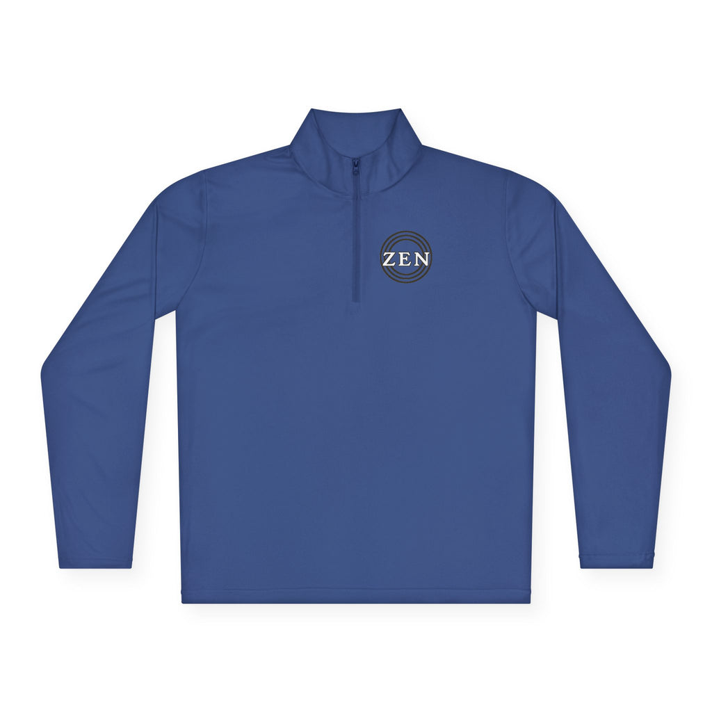 Quarter-Zip Pullover with Small Minimalist Logo — Lightweight White Zip Sweatshirt